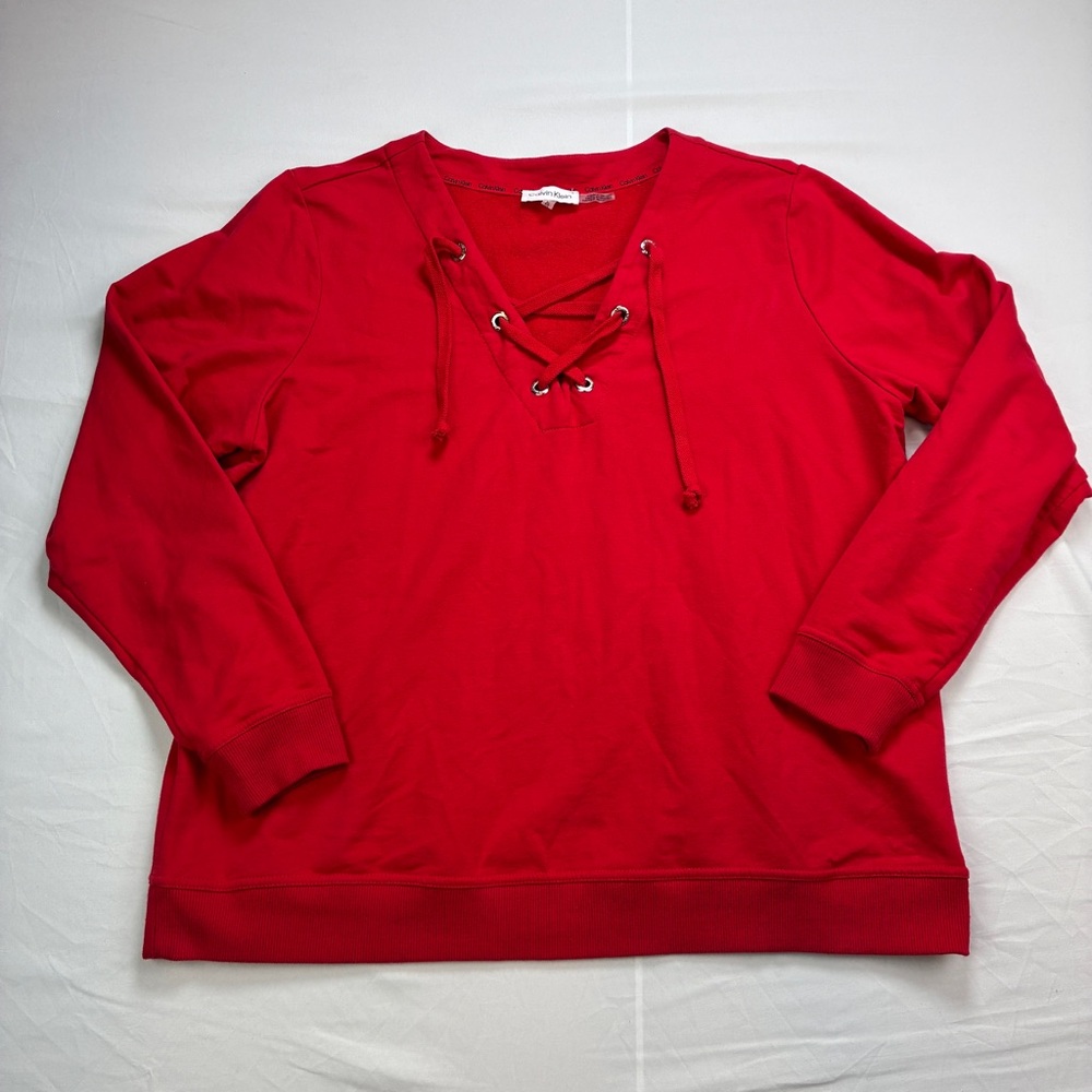 Calvin Klein Red Lace-Up Sweatshirt